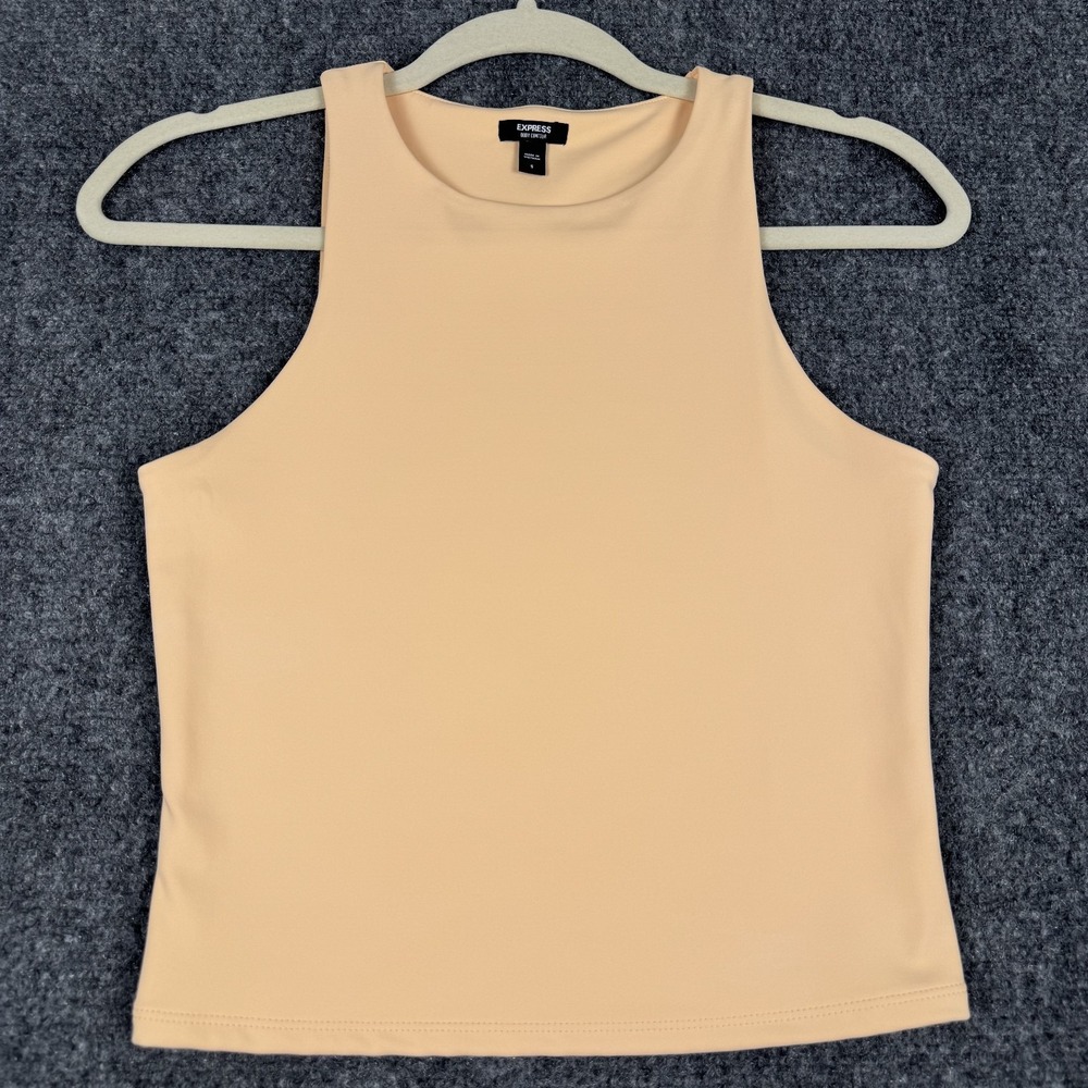 Express Women's Sz S High Neck Sleeveless Cropped Tank Top Color Apricot 0007